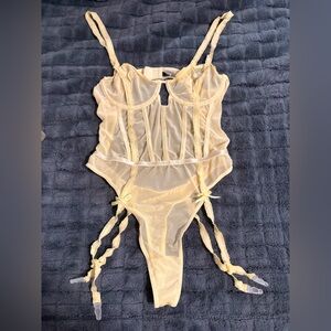 PrettyLittleThing Yellow Sheer Bodysuit